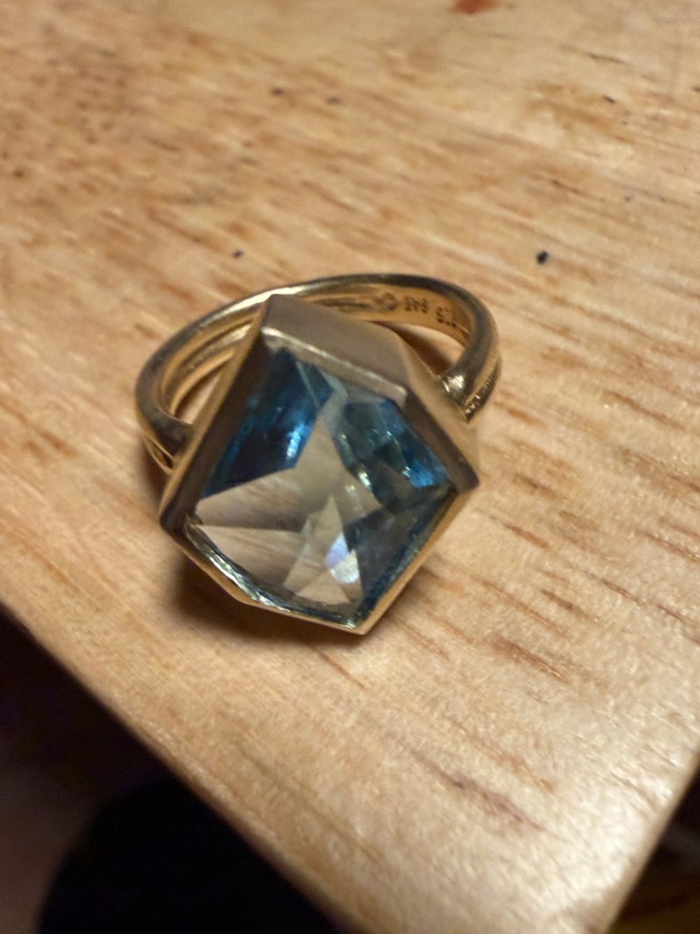 Art Deco Hexagon ring, Gold dipped, 925 Sterling Silver